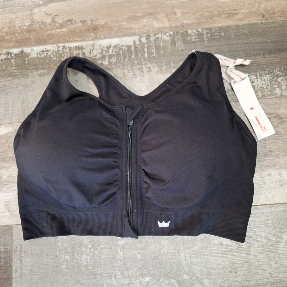 Shefit 6 Luxe Bra Black Lounge Removable Pads Wireless Front Zip NEW